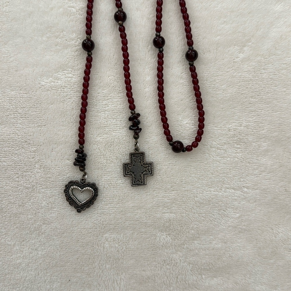Silpada garnet and silver lariat necklace.